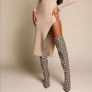 Houndstooth Boots - Brown/Combo
